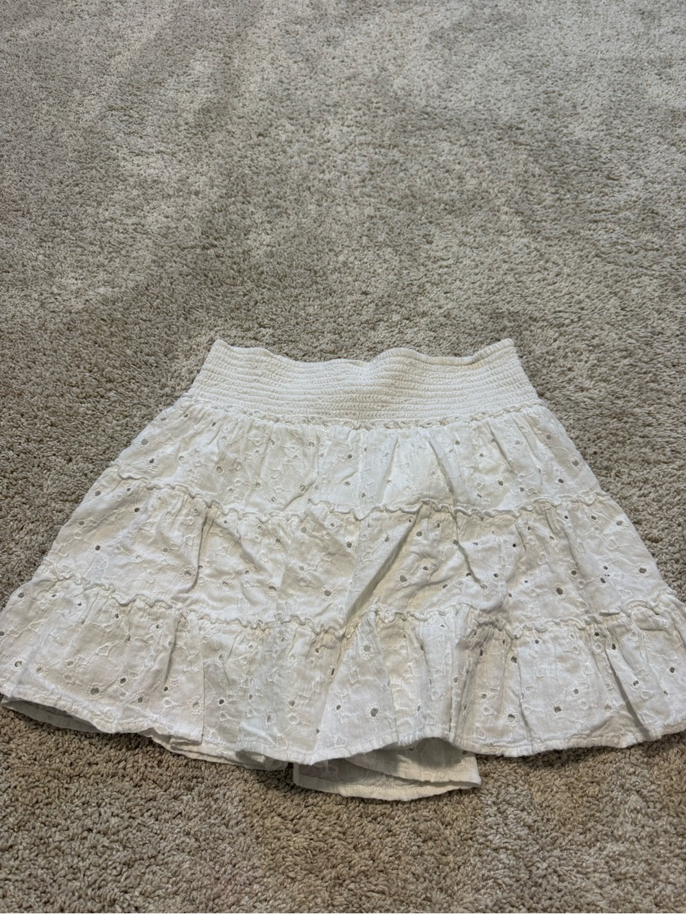 American Eagle Outfitters White Eyelet Tiered Skater Skirt